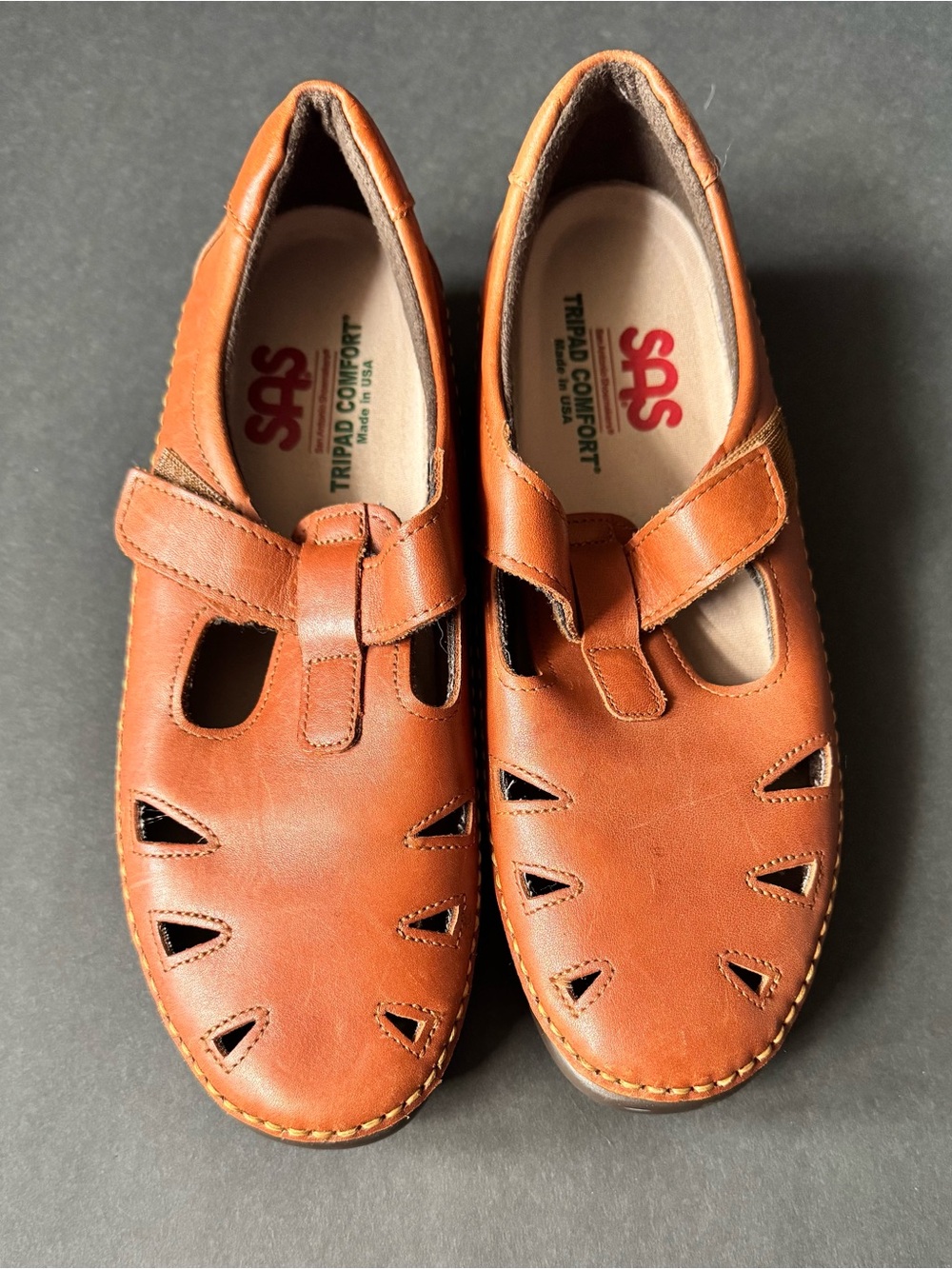SAS Women’s Brown Leather Ventilated Slip-On Loafers s:9